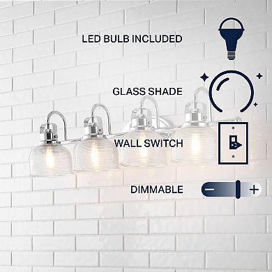 Virginia 30" 4-light Metal/glass Led Vanity Light, Chrome
