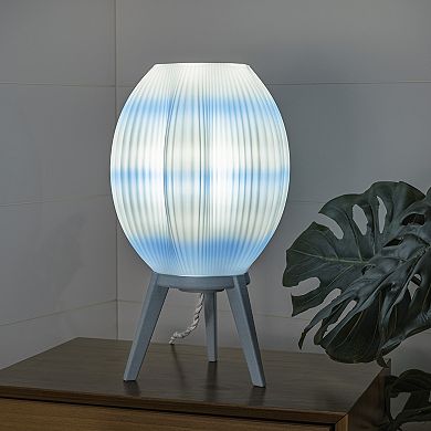 Wavy 16.5" Modern Contemporary Plant-based Pla 3d Printed Dimmable Led Table Lamp, White/green