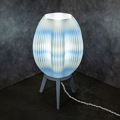 Wavy 16.5" Modern Contemporary Plant-based Pla 3d Printed Dimmable Led Table Lamp, White/green