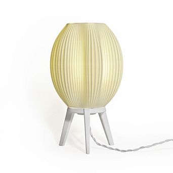 Wavy 16.5" Modern Contemporary Plant-based Pla 3d Printed Dimmable Led Table Lamp, White/green