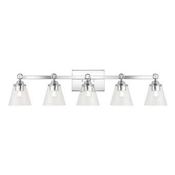 Marion 36.5" 5-light Hurricane Metal/seeded Glass Led Vanity Light, Chrome