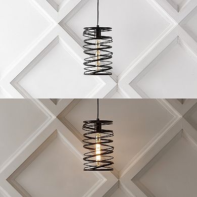 Helisa 7.25" 1-light Modern Contemporary Iron Spiral Led Pendant, Gold Painting