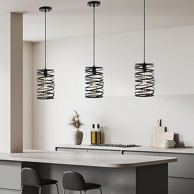 Helisa 7.25" 1-light Modern Contemporary Iron Spiral Led Pendant, Gold Painting