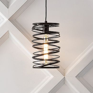 Helisa 7.25" 1-light Modern Contemporary Iron Spiral Led Pendant, Gold Painting