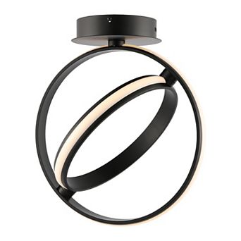 Nicole 14.25" 2-light Modern Minimalist Aluminum Ring Integrated Led Semi Flush Mount, Nickel