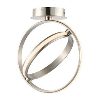 Nicole 14.25" 2-light Modern Minimalist Aluminum Ring Integrated Led Semi Flush Mount, Nickel