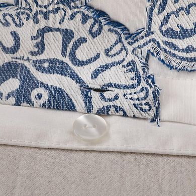 Cotton Clipped Jacquard Jacobean Floral Duvet Cover 3pcs Set