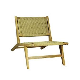 Parker Mid-century Modern Woven Seagrass Wood Armless Lounge Chair