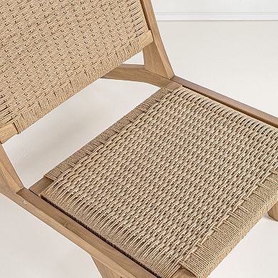 Parker Mid-century Modern Woven Seagrass Wood Armless Lounge Chair