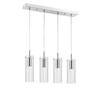Mium 29.5" 4-light Modern Style Iron/crystal/glass Integrated Led Linear Pendant, Chrome