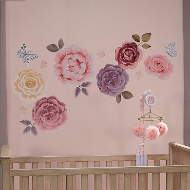 Lambs & Ivy Secret Garden Large Pink Flowers/butterflies Wall Decals/stickers