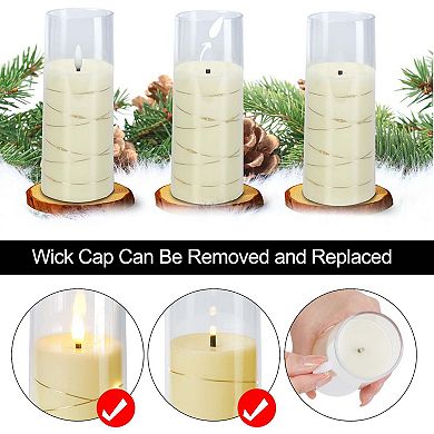 Acrylic Shell Pillar 3d Wick Led Flickering Flameless Candles