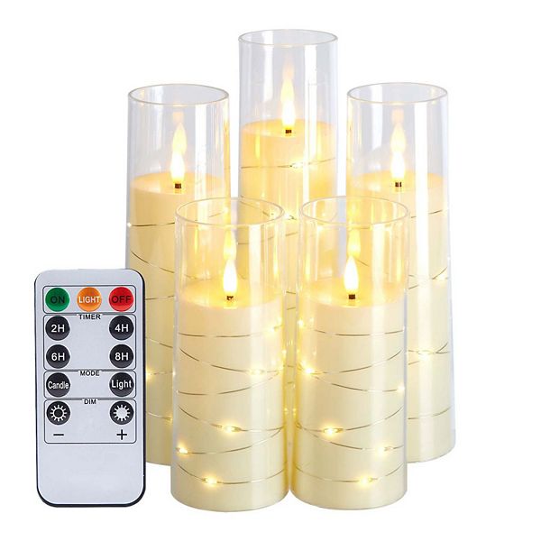 Acrylic Shell Pillar 3d Wick Led Flickering Flameless Candles