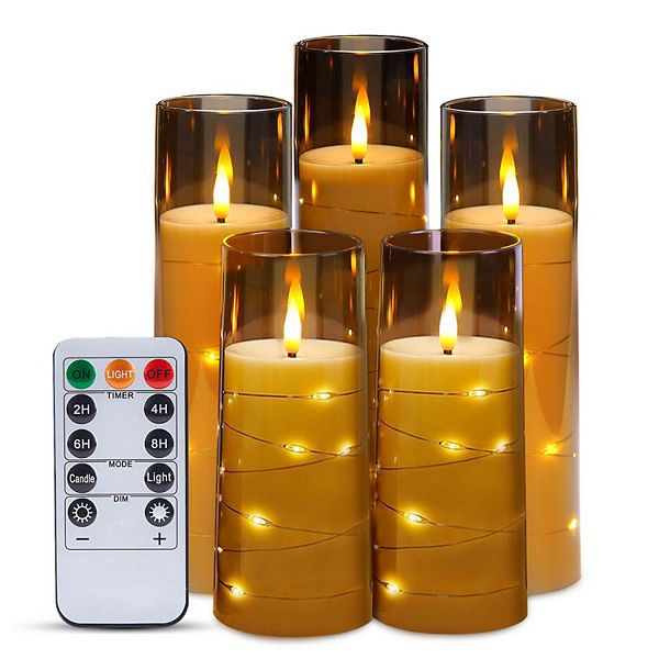 Acrylic Shell Pillar 3d Wick Led Flickering Flameless Candles