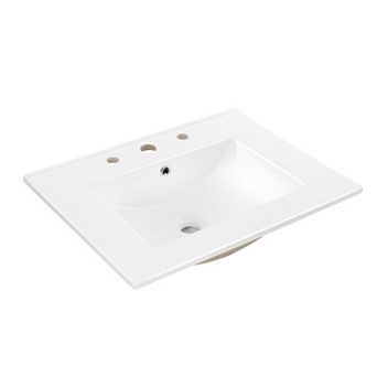 3-hole 20 in W X 18.25 in D Classic Contemporary Rectangular Ceramic Single Sink Basin Vanity Top
