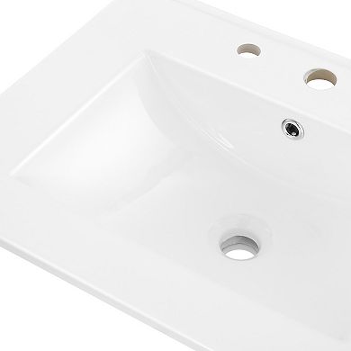 3-hole 20 In. W X 18.25 In. D Classic Contemporary Rectangular Ceramic Single Sink Basin Vanity Top
