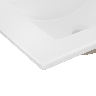 3-hole 20 In. W X 18.25 In. D Classic Contemporary Rectangular Ceramic Single Sink Basin Vanity Top
