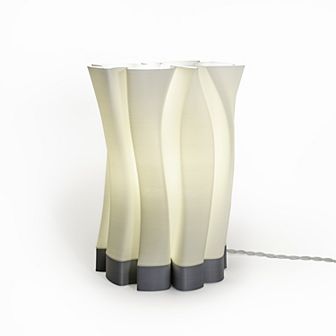 Flame 13.5" Modern Bohemian Plant-based Pla 3d Printed Dimmable Led Table Lamp, White/gray