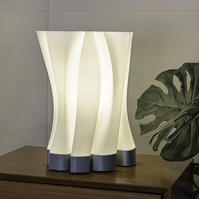 Flame 13.5" Modern Bohemian Plant-based Pla 3d Printed Dimmable Led Table Lamp, White/gray
