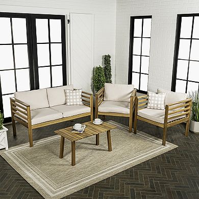 Thom 4-piece Mid-century Modern Acacia Wood Outdoor Patio Set