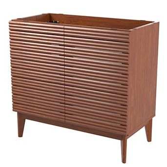 36w X 18d X 33h Thin Linear Slat 2-shelf Bath Vanity Cabinet Only (sink Basin Not Included)
