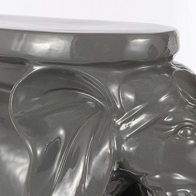 White Elephant 14.25" Ceramic Garden Stool