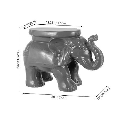White Elephant 14.25" Ceramic Garden Stool