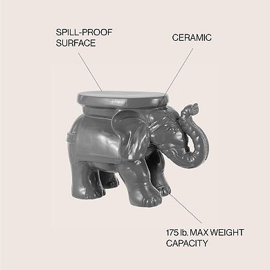 White Elephant 14.25" Ceramic Garden Stool