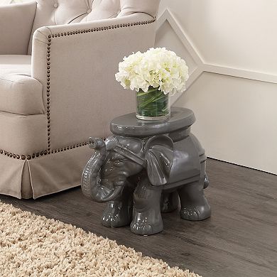 White Elephant 14.25" Ceramic Garden Stool