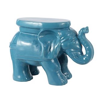 White Elephant 14.25" Ceramic Garden Stool