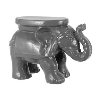 White Elephant 14.25" Ceramic Garden Stool