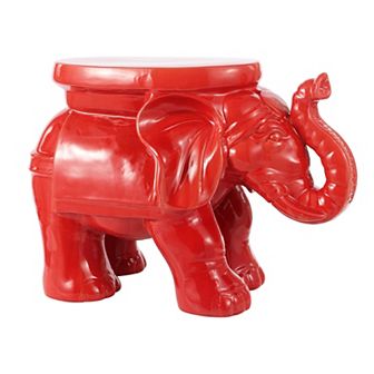 White Elephant 14.25" Ceramic Garden Stool