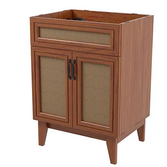 24w X 18d X 33h Rattan 2-shelf Bath Vanity Cabinet Only (sink Basin Not Included)