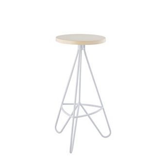 Trinity 30" Modern Industiral Iron Tripod Backless Bar Stool, Almond Seat With White Frame