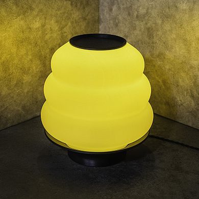 Honey Pot 12" Minimalist Classic Plant-based Pla 3d Printed Dimmable Led Table Lamp, White/black