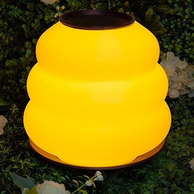 Honey Pot 12" Minimalist Classic Plant-based Pla 3d Printed Dimmable Led Table Lamp, White/black
