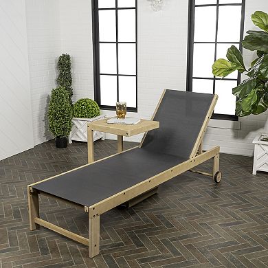 Modern Acacia Wood Mesh 3-position Outdoor Chaise Lounge Set With Side Table