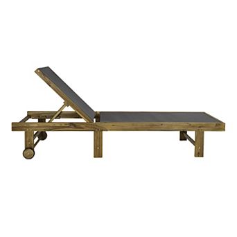 Trabuco Modern Acacia Wood Mesh 3-Position Outdoor foldable Chaise Lounge Set with Side Table