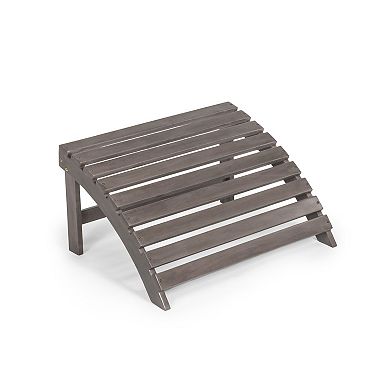 Saranac 2-piece Traditional Rustic Acacia Wood Adirondack Chair With Detachable Ottoman