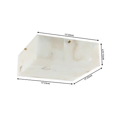 Giulia 13" 2-Light Modern Contemporary Alabaster/Iron Square LED Flush Mount