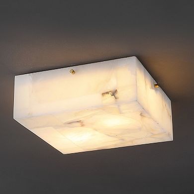 Giulia 13" 2-Light Modern Contemporary Alabaster/Iron Square LED Flush Mount