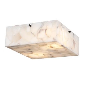 Giulia 13" 2-Light Modern Contemporary Alabaster/Iron Square LED Flush Mount