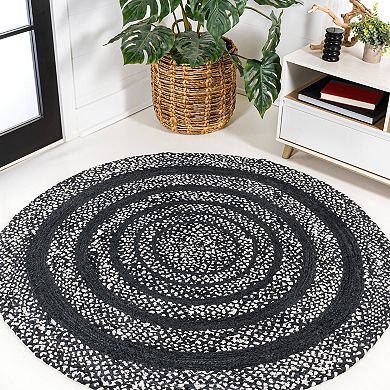 Abyss Braided Bohemian Coastal Round Jute Area Rug