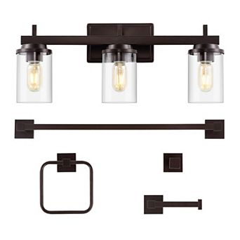 Liam 23.25" 3-light Vanity Light With Bathroom Hardware Accessory Set(5-piece)
