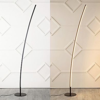 Malthe 71" Modern Contemporary Aluminum/iron Arc Integrated Led Floor Lamp, Black