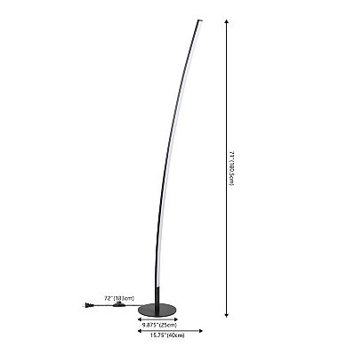 Malthe 71" Modern Contemporary Aluminum/iron Arc Integrated Led Floor Lamp, Black