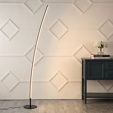 Malthe 71" Modern Contemporary Aluminum/iron Arc Integrated Led Floor Lamp, Black