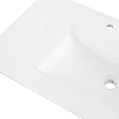 3-hole 20 In. W X 18.25 In. D Classic Contemporary Rectangular Ceramic Single Sink Basin Vanity Top