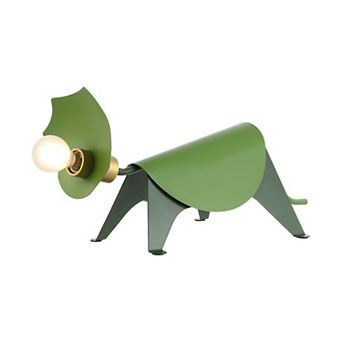 Gretchen 7.5" Modern Industrial Iron Triceratops Led Kids' Lamp, Green