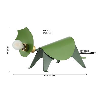 Gretchen 7.5" Modern Industrial Iron Triceratops Led Kids' Lamp, Green